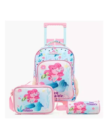 Sac à Dos à Roulettes Trolley Must avec Porte Goûter et Trousse, Mermaid