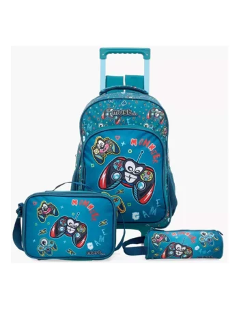 Sac à Dos à Roulettes Trolley Must avec Porte Goûter et Trousse, Monster