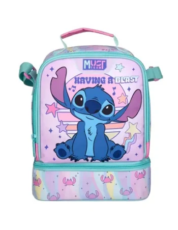 Porte Goûter Isothermique Must Team 2 Poches, Disney Stitch
