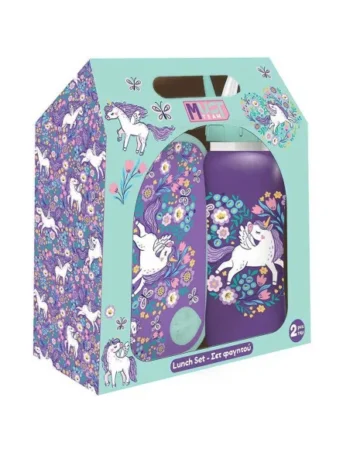 Coffret Boite à Goûter Alimentaire + Bouteille à Eau Must Team, Unicorn - Réf.587510
