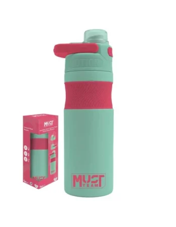 Gourde avec Poignée en Acier Inoxydable Must Team Rose Menthe,500 Ml - Réf.587494