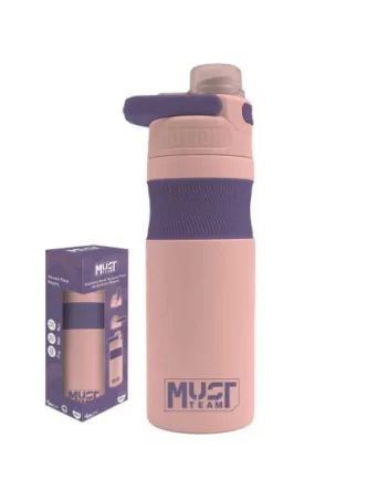 Gourde avec Poignée en Acier Inoxydable Must Team Rose/Violet,500 Ml - Réf.587496