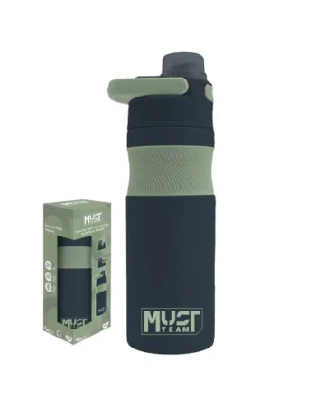 Gourde avec Poignée en Acier Inoxydable Must Team Vert,500 Ml - Réf.587497